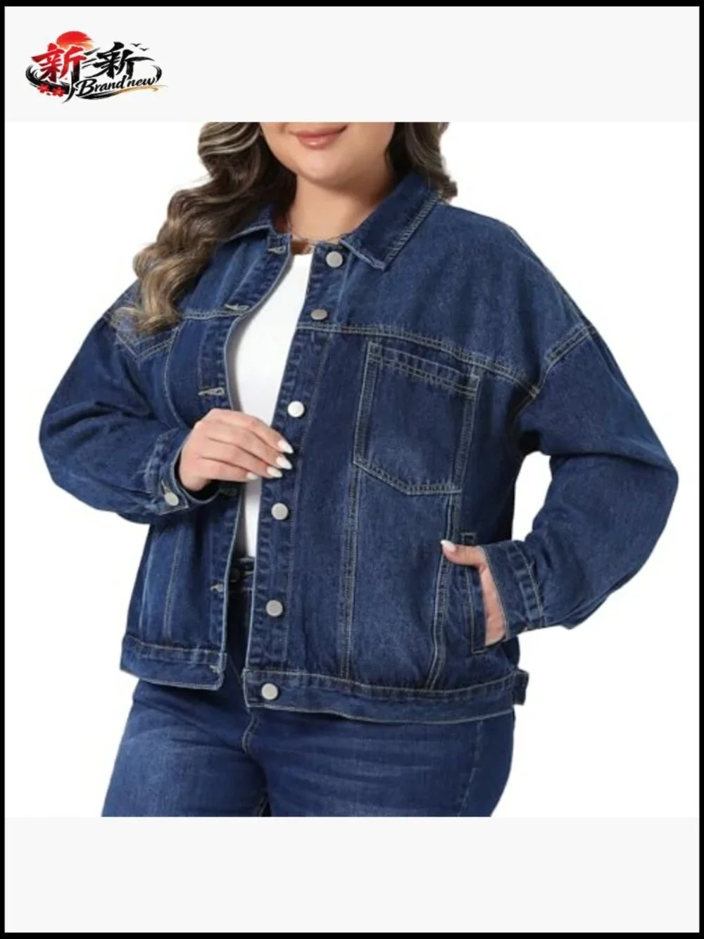 Plus Size Denim Jacket Long Sleeve Button Front Western